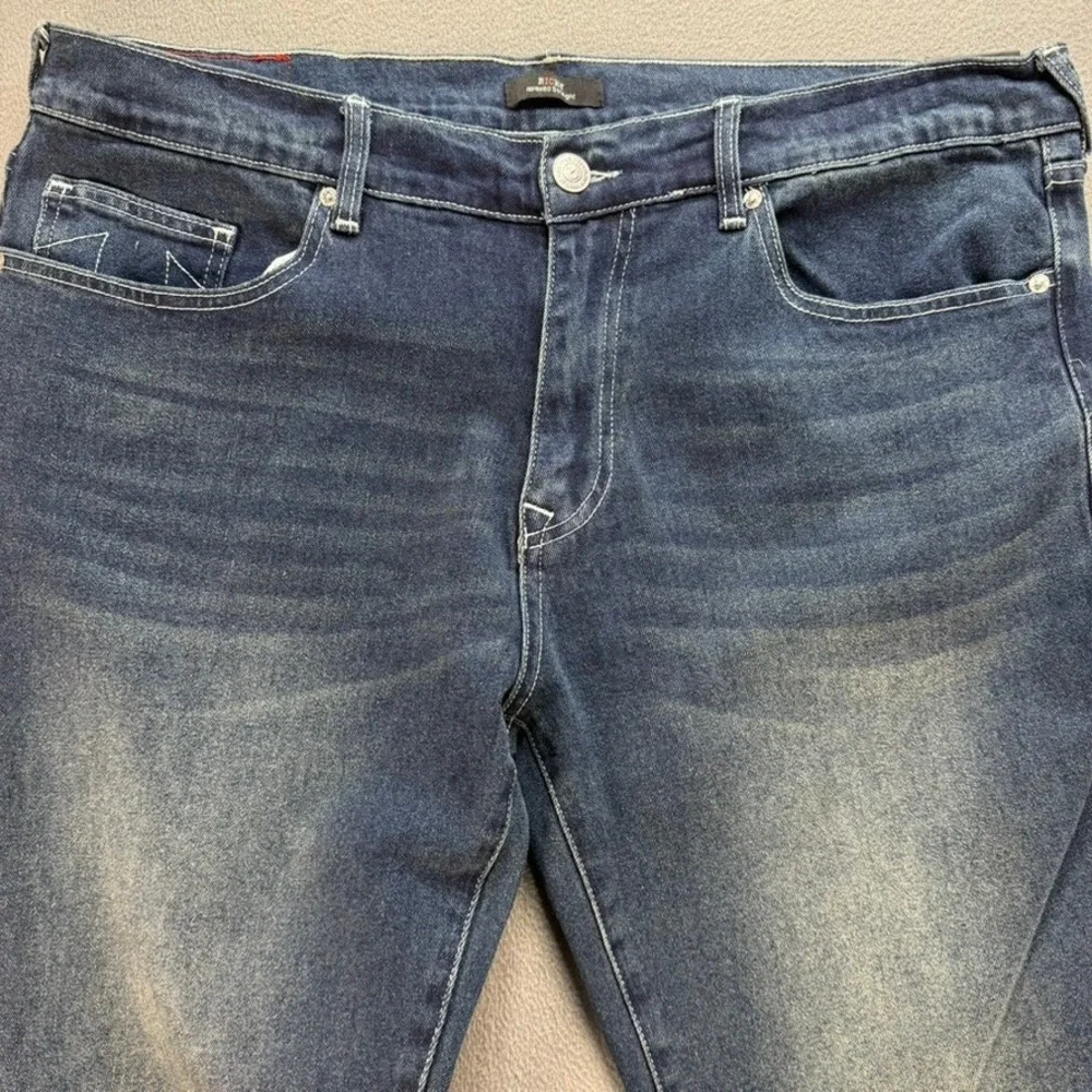 True Religion Jeans Mens 38 Blue Ricky Relaxed Straight Dark Wash Stretch NWT